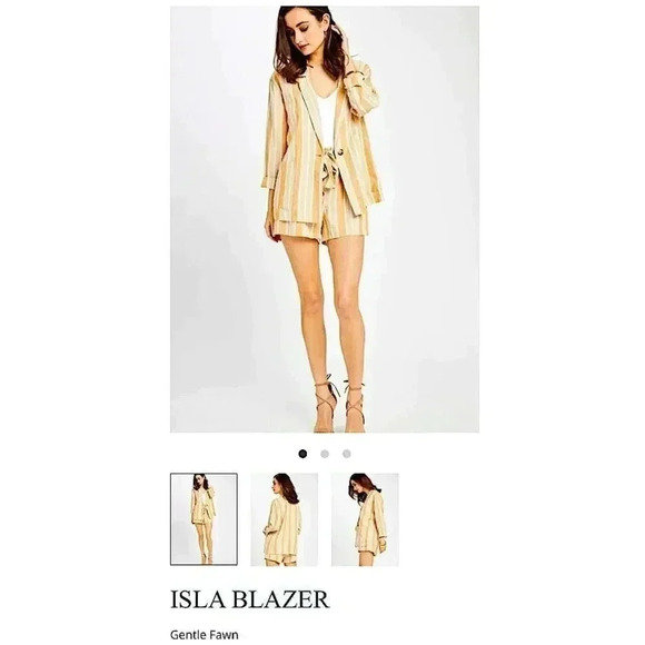 New Gentle Fawn Isla Linen Blazer Striped XL Professional Chic Office Cocktail - Picture 4 of 12